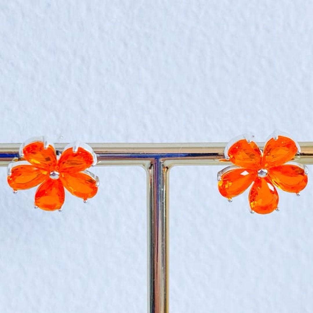 BRINCO FLOR ZIRCONIA LARANJA