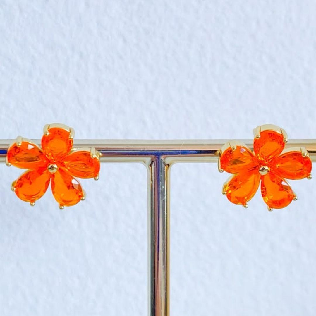 BRINCO FLOR ZIRCONIA LARANJA