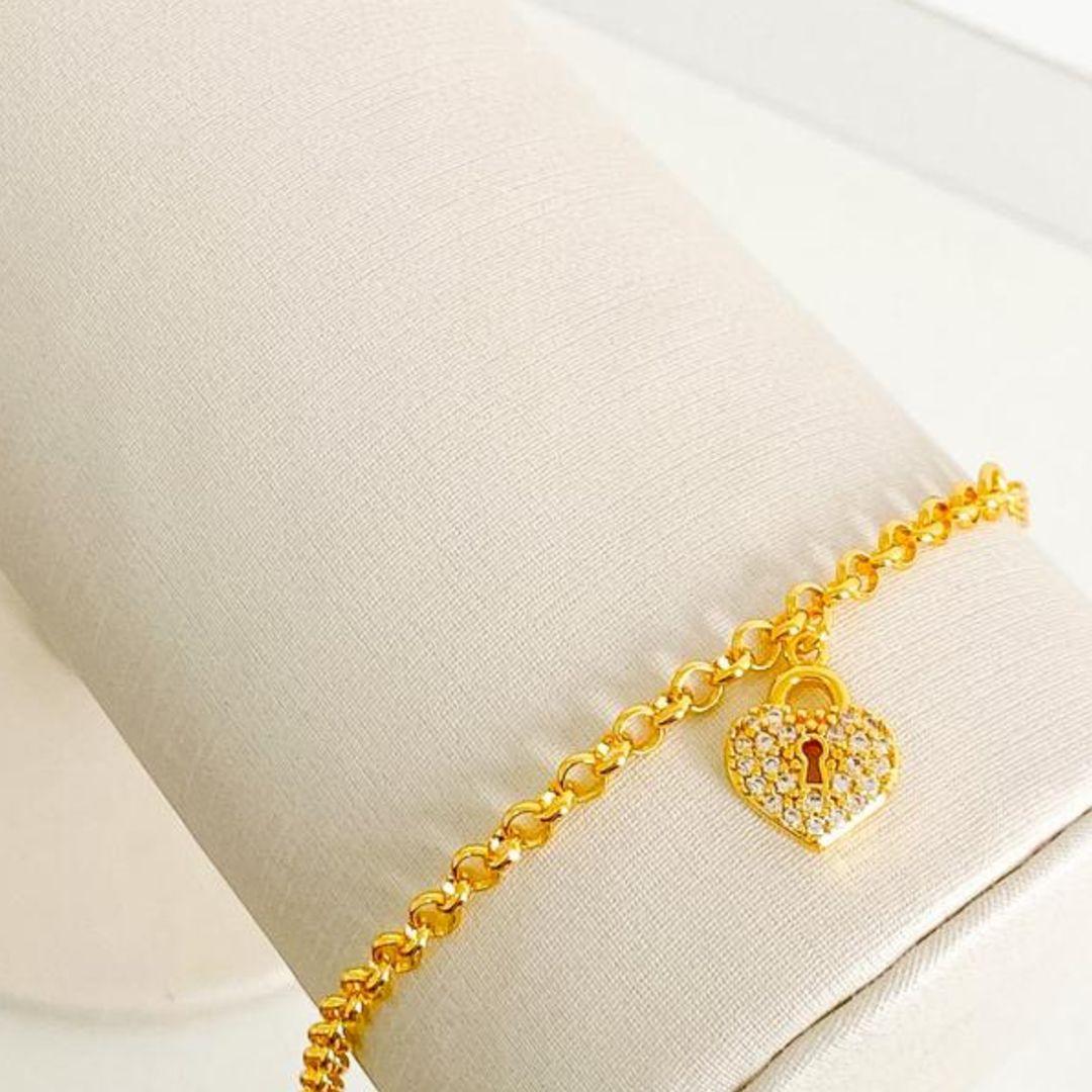 PULSEIRA CORAÇÃO CADEADO CRAVEJADO