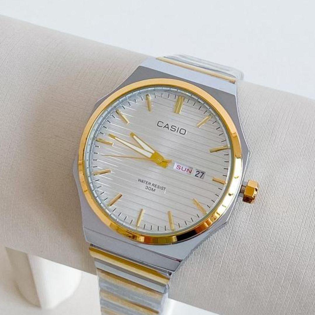 RELOGIO CASIO REDONDO BICOLOR FUNDO BRANCO