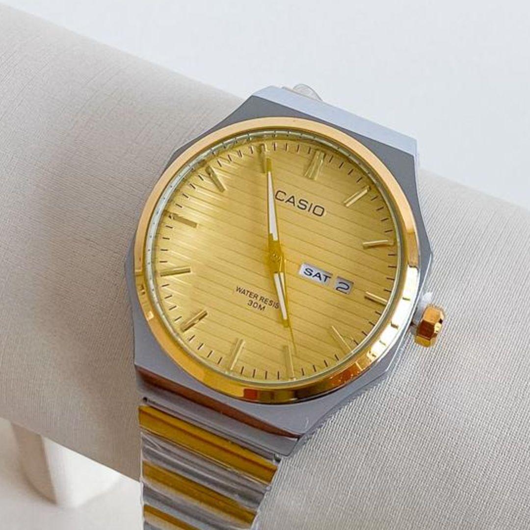 RELOGIO CASIO REDONDO BICOLOR FUNDO DOURADO