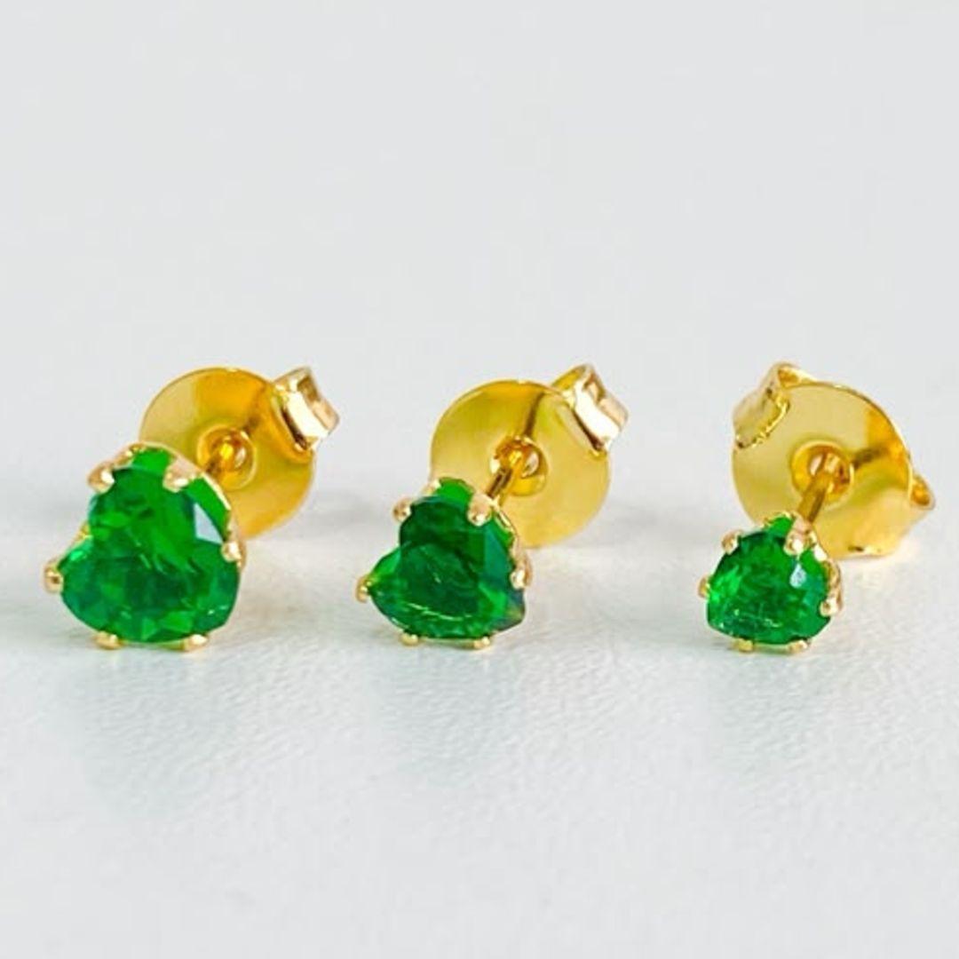 TRIO DE BRINCOS ZIRCONIA VERDE